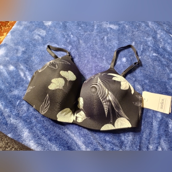 NWT Auden "midnight floral" no wire 32C wireless gently padded convertible bra - Picture 2 of 7